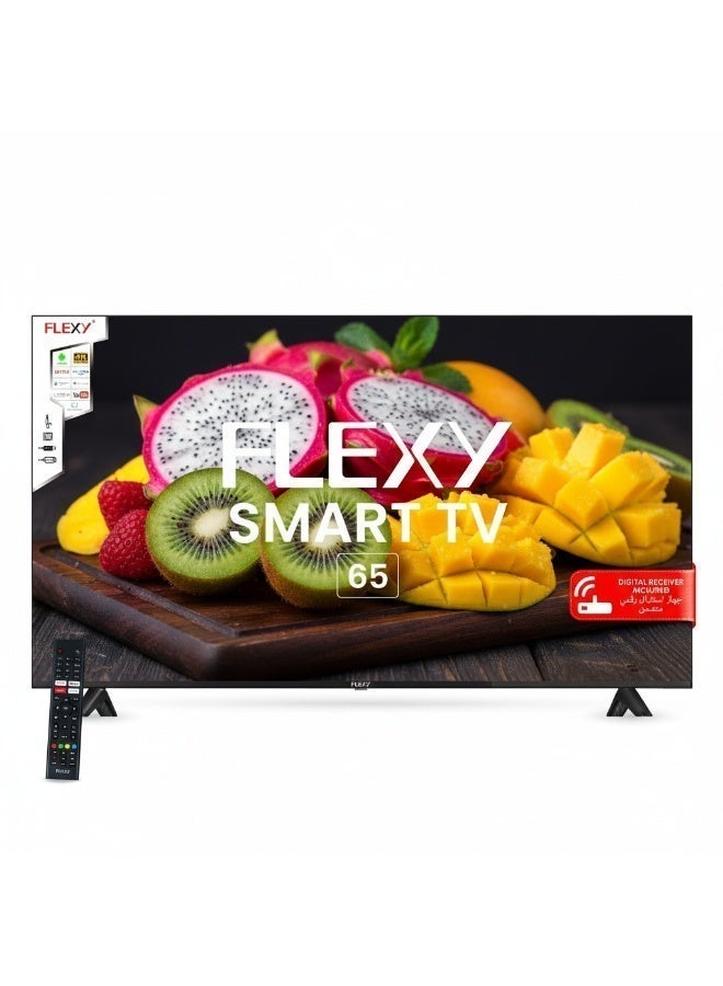 65 Inch Android Smart LED TV UHD 4K with Netflix YouTube Shahid Prime Video WiFi HDMI Mobile Sharing, Angle, Multi Ports, 2 Years Warranty